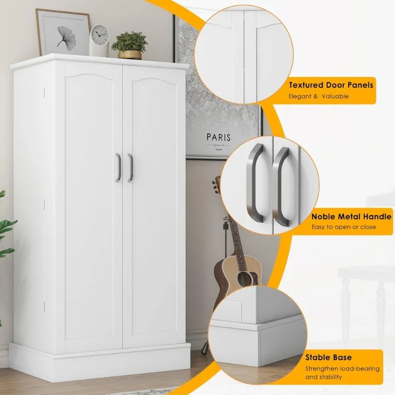 Freestanding Pantry Cabinet with Adjustable Shelves