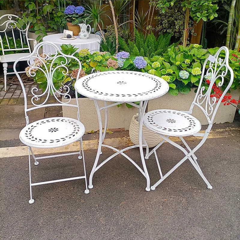 French Country Iron Table and Chairs Outdoor Patio Furniture