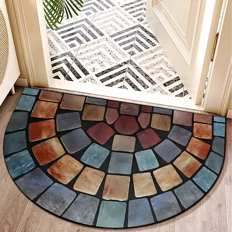 Half Round Stained Glass Floral Mat