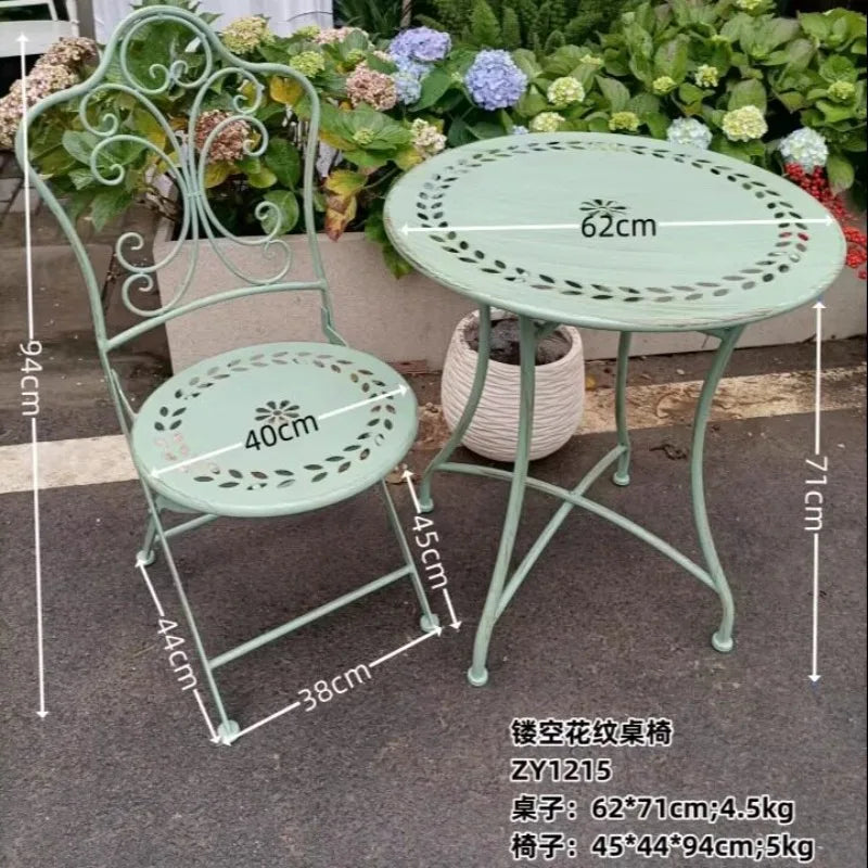 French Country Iron Table and Chairs Outdoor Patio Furniture