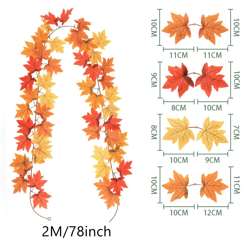 100/200CM Autumn Artificial Maple Leaf Garland Vine