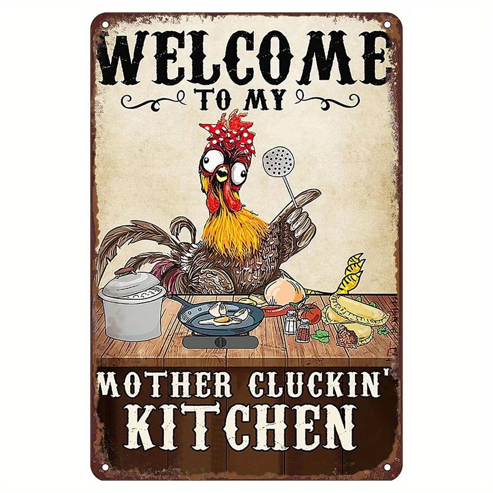 Charming Farm Chickens Vintage Metal Aluminum Signs  Colorful Visual Effect