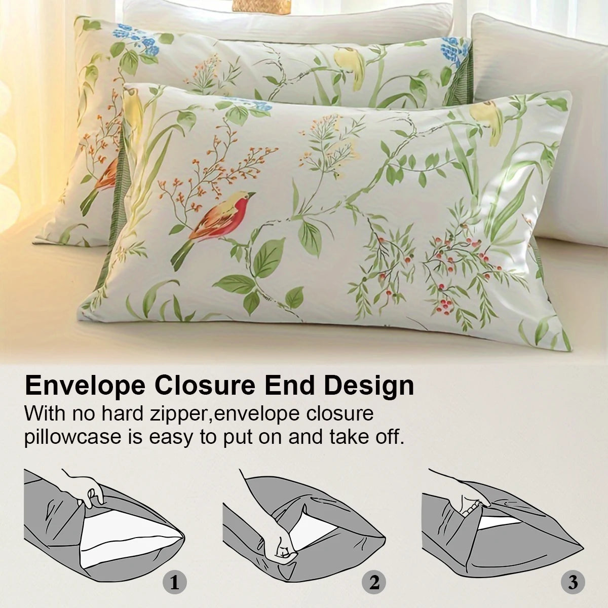 3pcs/set Leaf Floral Pattern Duvet Cover Set(1 Duvet Cover & 2 Pillowcase）