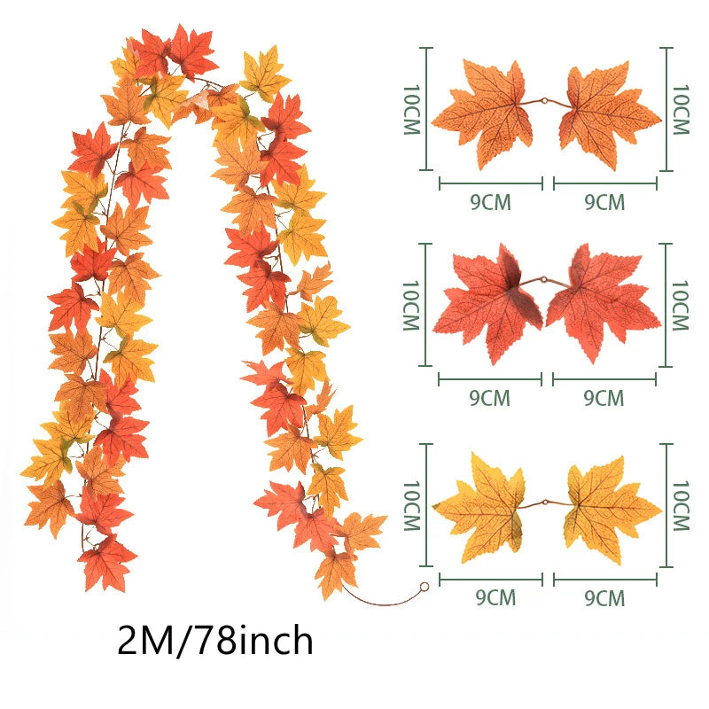100/200CM Autumn Artificial Maple Leaf Garland Vine