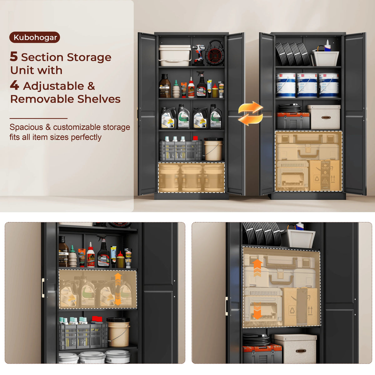 Pantry Cabinet 71" Metal Storage Cabinet with Doors and Shelves