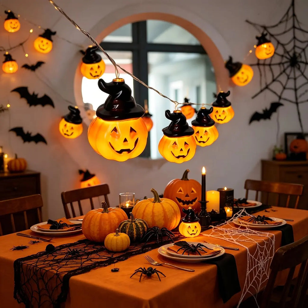 59.06in Halloween Pumpkin Lights Warm White 10LED Festival String Lights