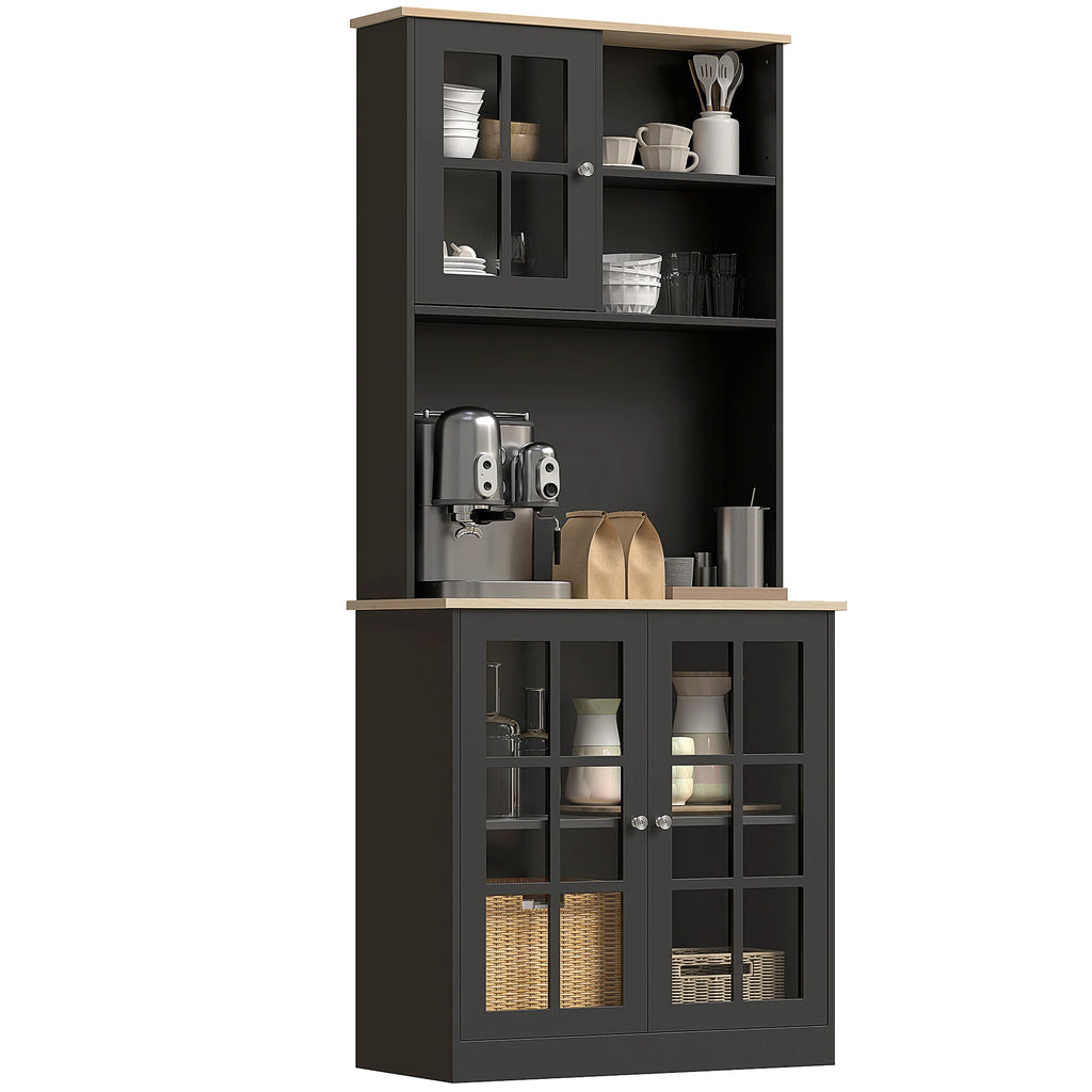 Homcom Kitchen Pantry Storage Cabinet, 72" Freestanding Cabinet with Hutch