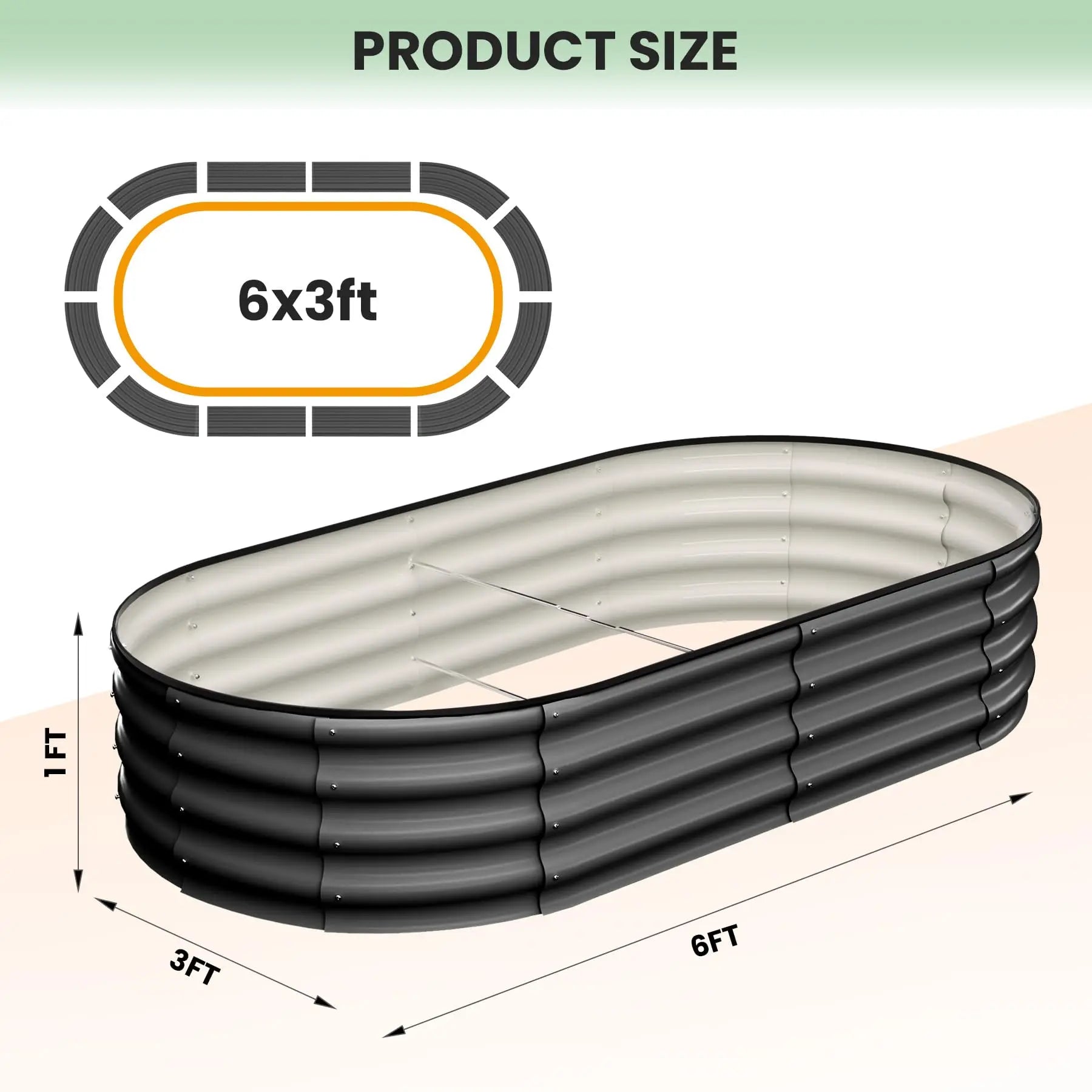 2-Pack Oval Galvanized Steel Raised Garden Bed Open Base Safety Edge Metal