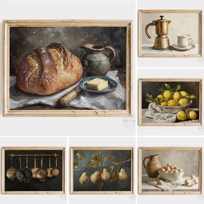 Country Kitchen Print Vintage Still Life Rustic Farmhouse Antique Kitchen Canvas printing wall decor