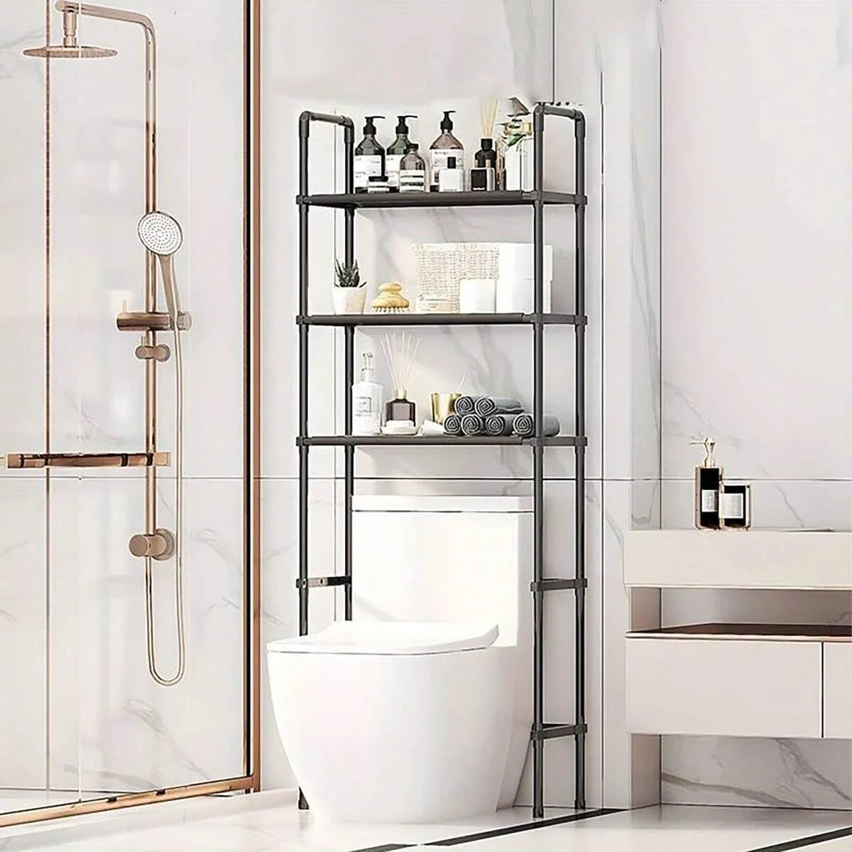 Bathroom Storage Rack Over The Toilet Shelf Multilayer Space Saver
