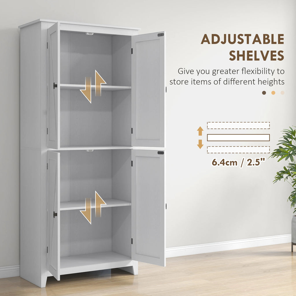 72" Freestanding Farmhouse Kitchen Pantry Cabinet