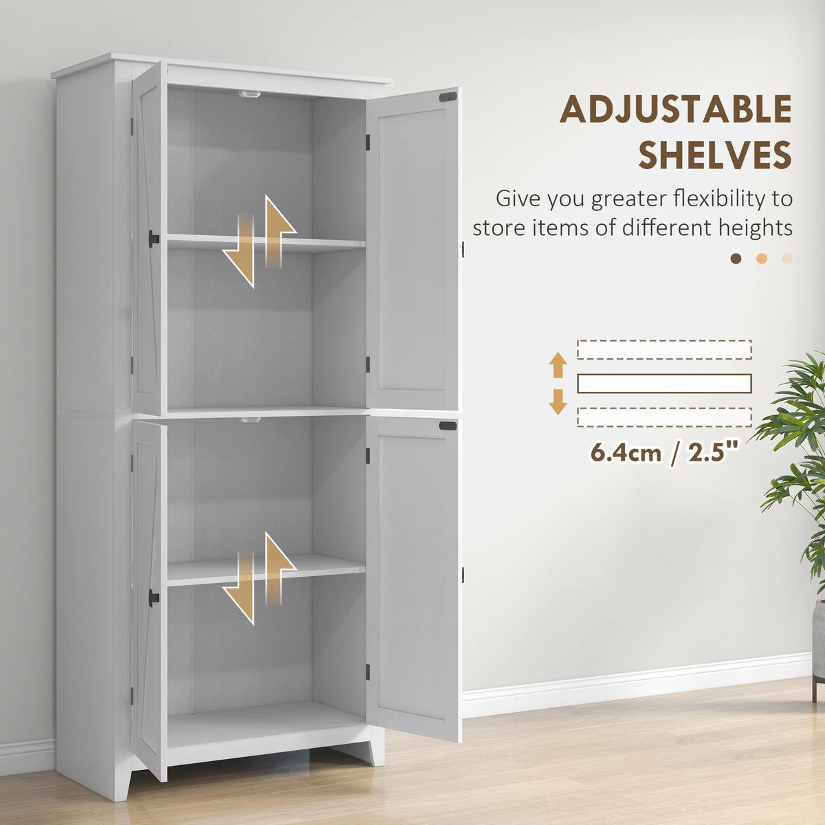 72" Freestanding Farmhouse Kitchen Pantry Cabinet