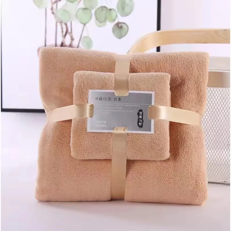 2PC Bath Towels Set Super Soft Highly Absorbent Quick-drying