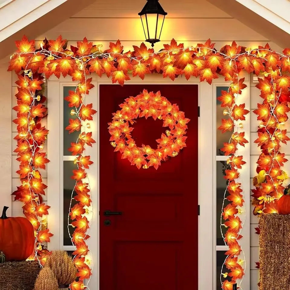 59in/118in Halloween Pumpkin Maple Leaves String Lights