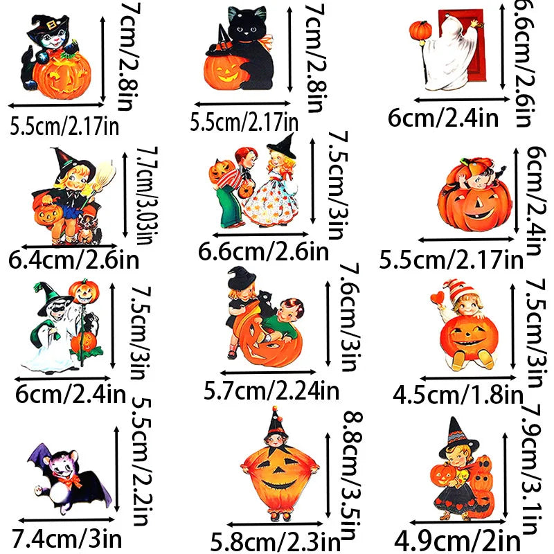 (12pcs/pack)Halloween Wooden Pendant Witch Wooden Ornament