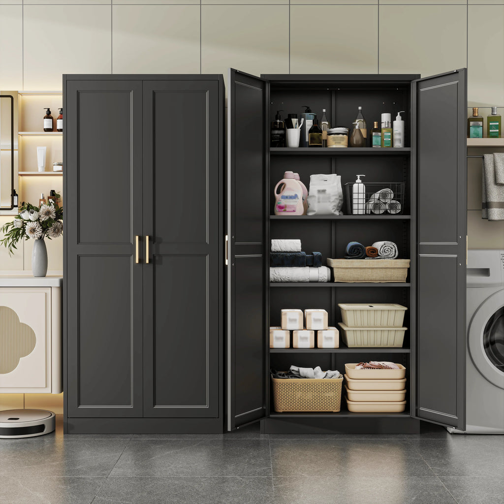 Pantry Cabinet 71" Metal Storage Cabinet with Doors and Shelves