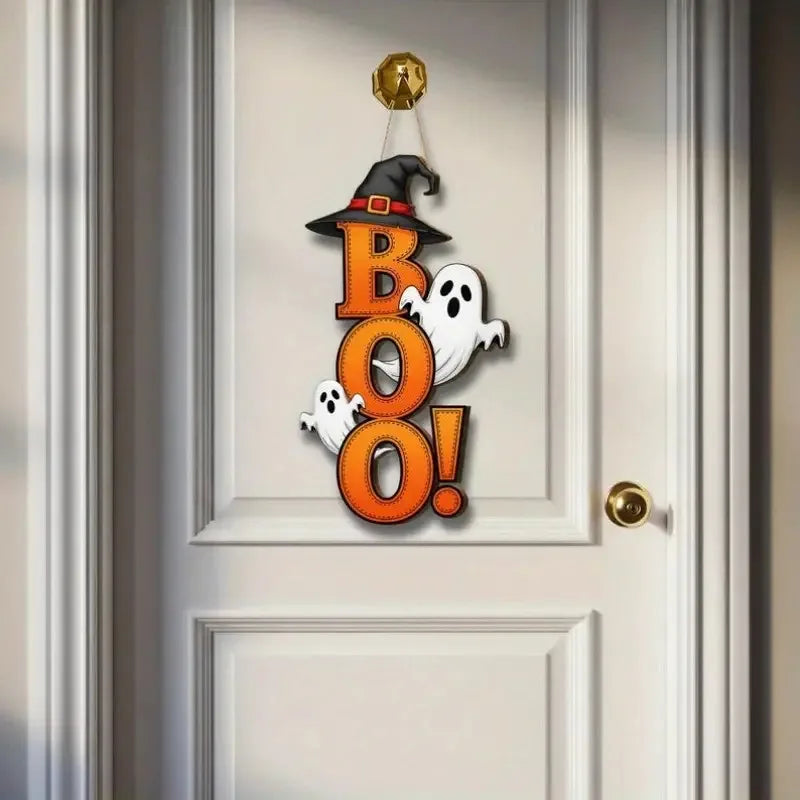 1Pcs Halloween Gate Sign Halloween  Wooden Pendants Decor