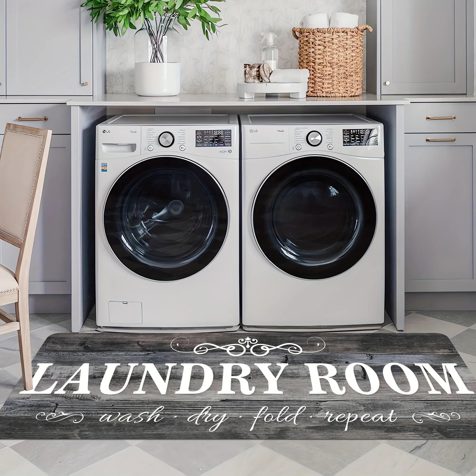 VIKAMA Vintage Laundry Room Dirt-Resistant And Easy-To-Clean Floor Mat, Entrance Door Mat. Also Christmas Choices