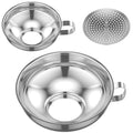 3/6 Pcs Stainless Steel Wide Mouth Funnel with Strainer and Handle