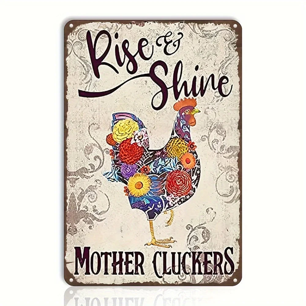 Charming Farm Chickens Vintage Metal Aluminum Signs  Colorful Visual Effect