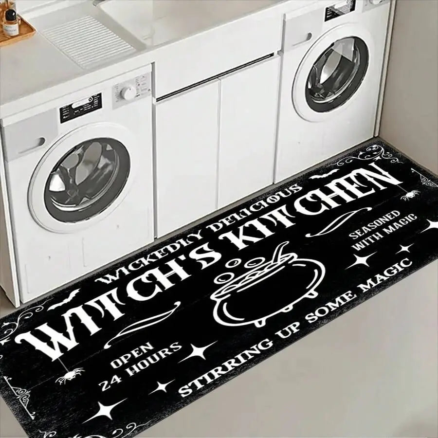 VIKAMA 1/2pcs Halloween Kitchen Rug Witch Outdoor Non-Slip Doormat
