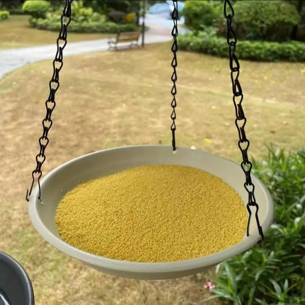 Round Shaped Birds Feeder Birdbath Bowl with Hanging Chain
