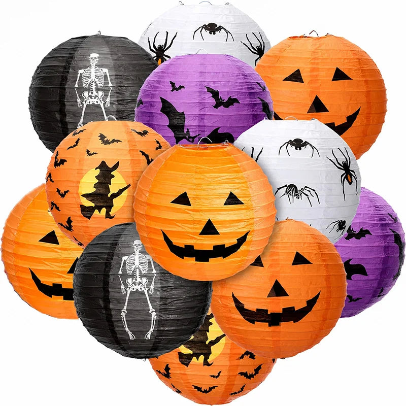 5pcs Halloween 3D Paper Pumpkin Lantern Set Foldable