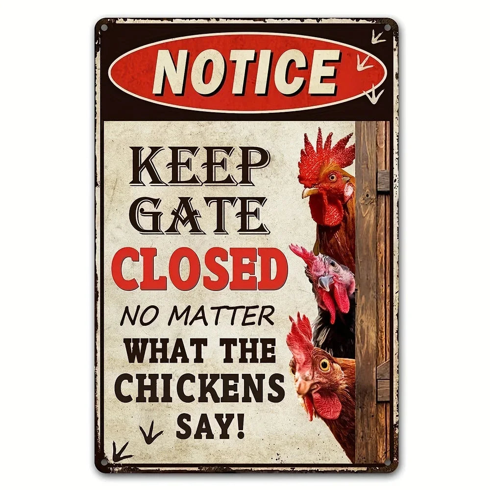 Charming Farm Chickens Vintage Metal Aluminum Signs  Colorful Visual Effect