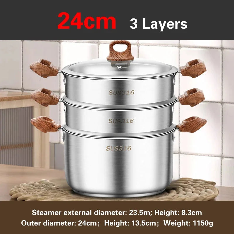 Thickened food grade 316 stainless steel pots Household induction cooker Special soup pot Congee cooking pots Steaming pot