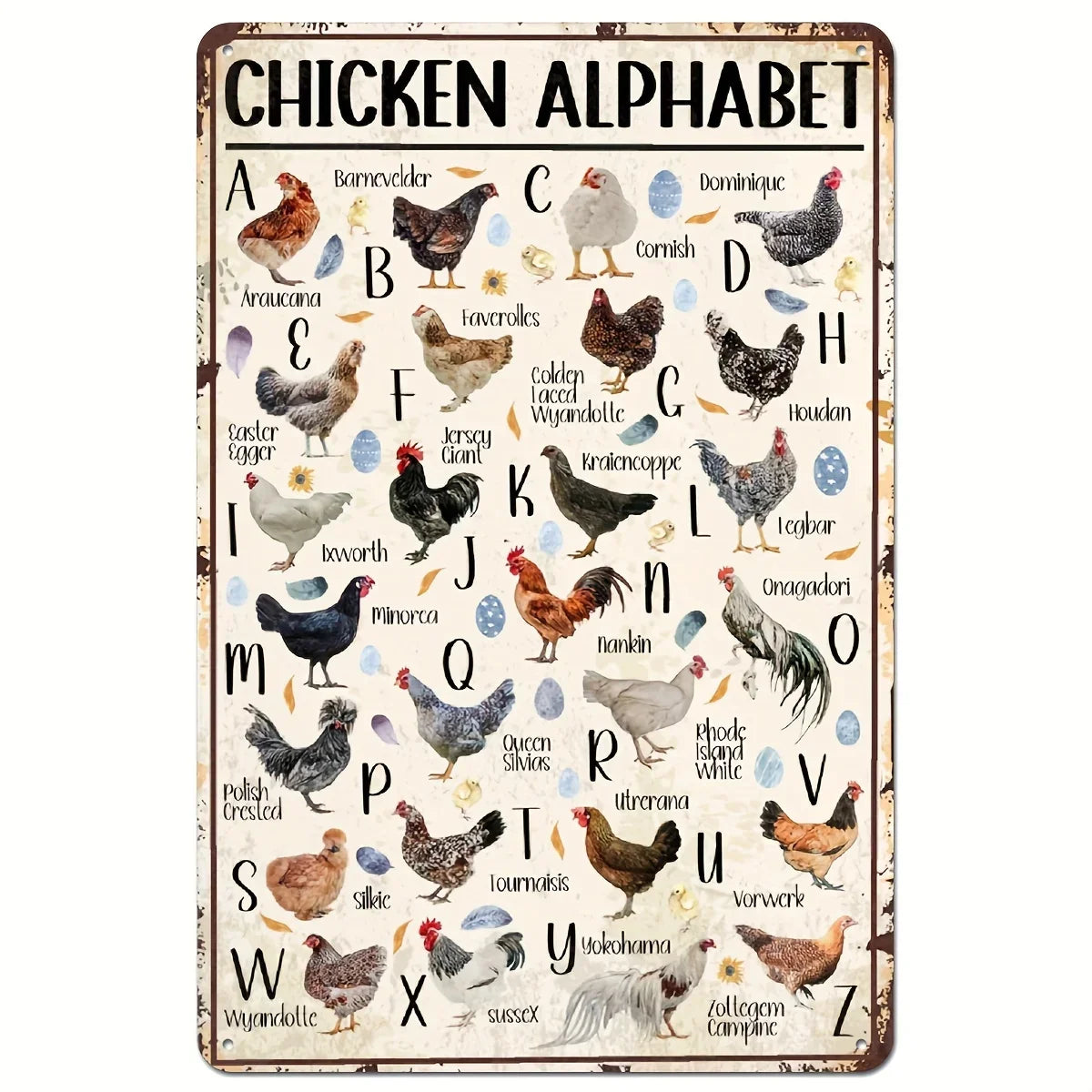 Charming Farm Chickens Vintage Metal Aluminum Signs  Colorful Visual Effect