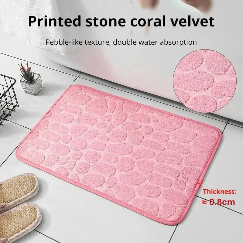 1pc embossed fiber carpet With Cobble stone Texture.