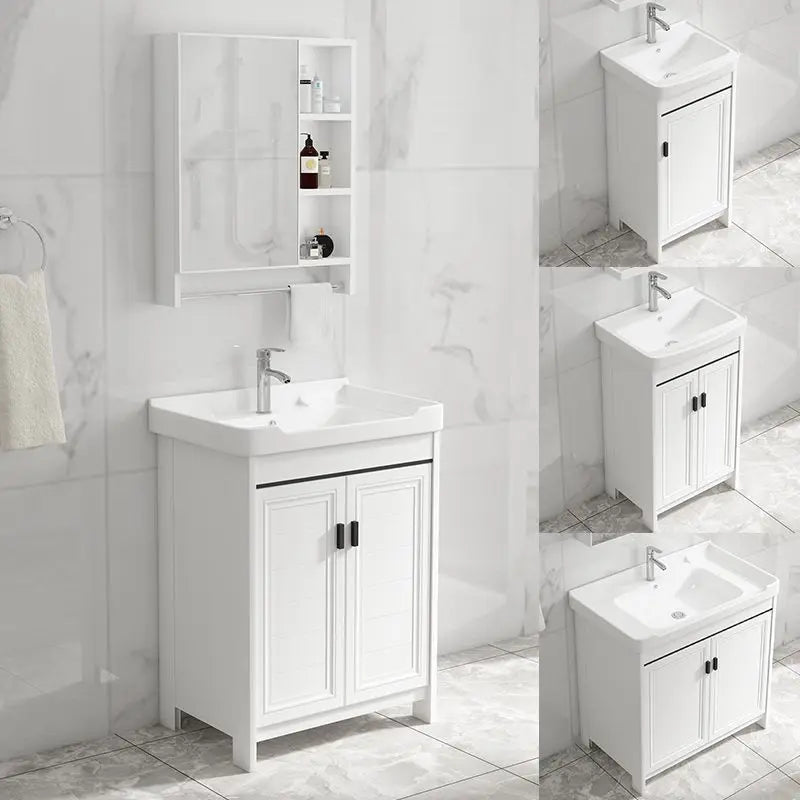 Bathroom Cabinet Modern Floor Standing  with Ceramic Basin and Space Aluminum Cabinet for Bathroom Washroom