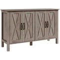 Buffet Cabinet, 47" Sideboard with 4 Barn Doors and 2 Adjustable Shelves