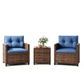Outdoor Bistro Set 3-Piece Wicker Patio Furniture Rattan Seating With Coffee Table