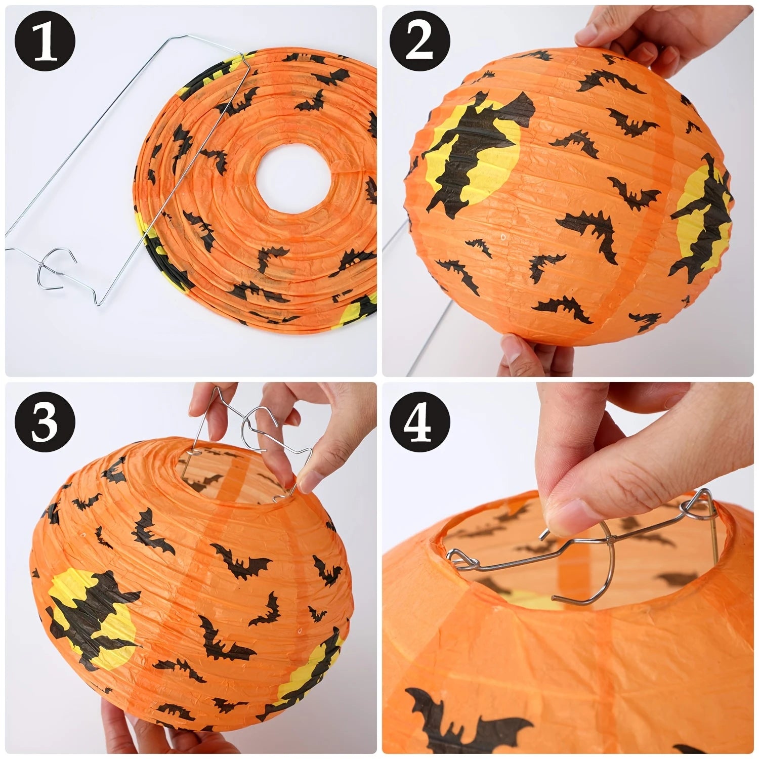 5pcs Halloween 3D Paper Pumpkin Lantern Set Foldable