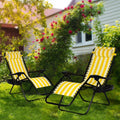 Set of 2 Adjustable Zero Gravity Lounge Recliner Patio Chairs with  Mesh Pillow Cup Holder Yellow