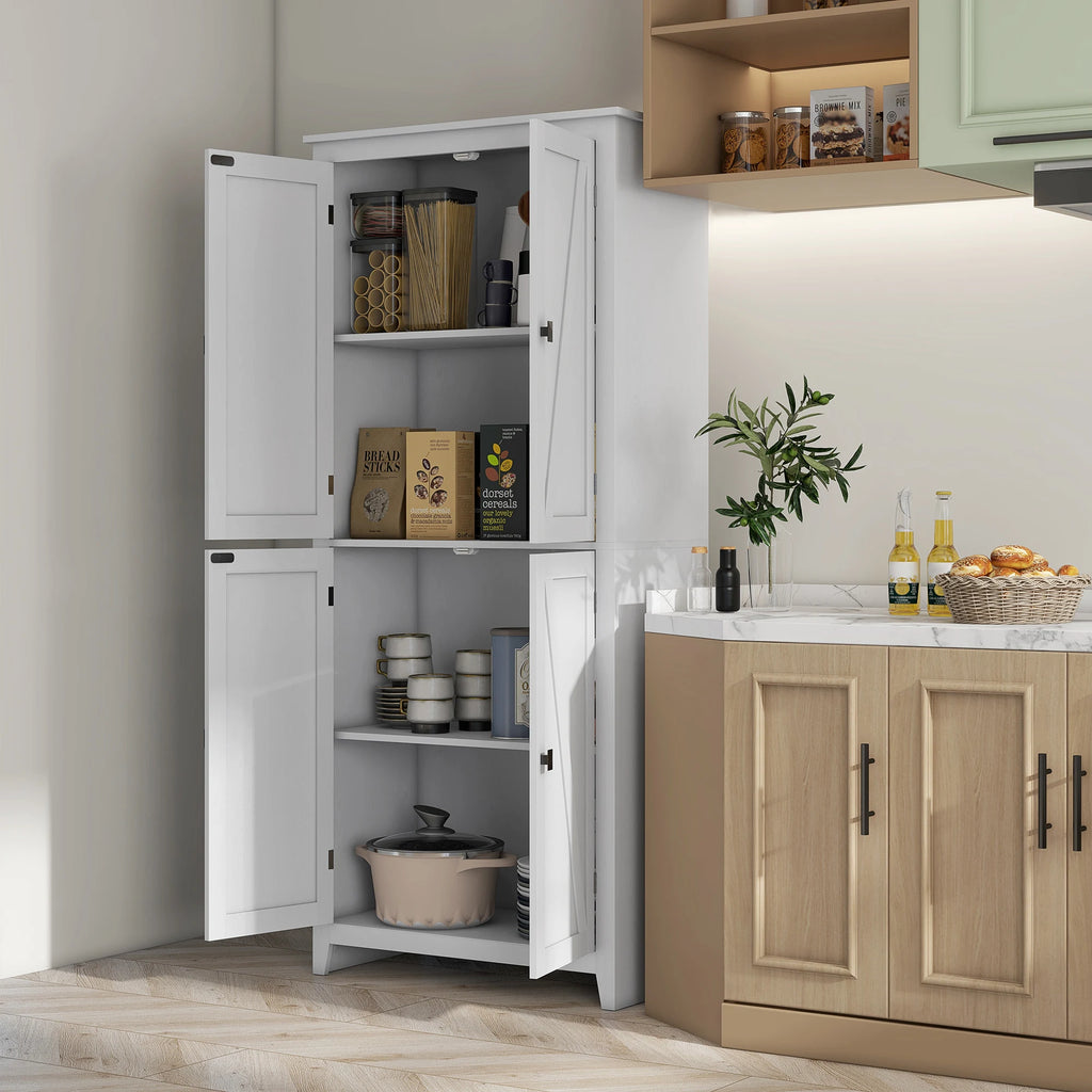 72" Freestanding Farmhouse Kitchen Pantry Cabinet