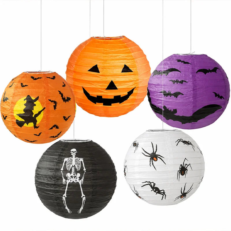 5pcs Halloween 3D Paper Pumpkin Lantern Set Foldable