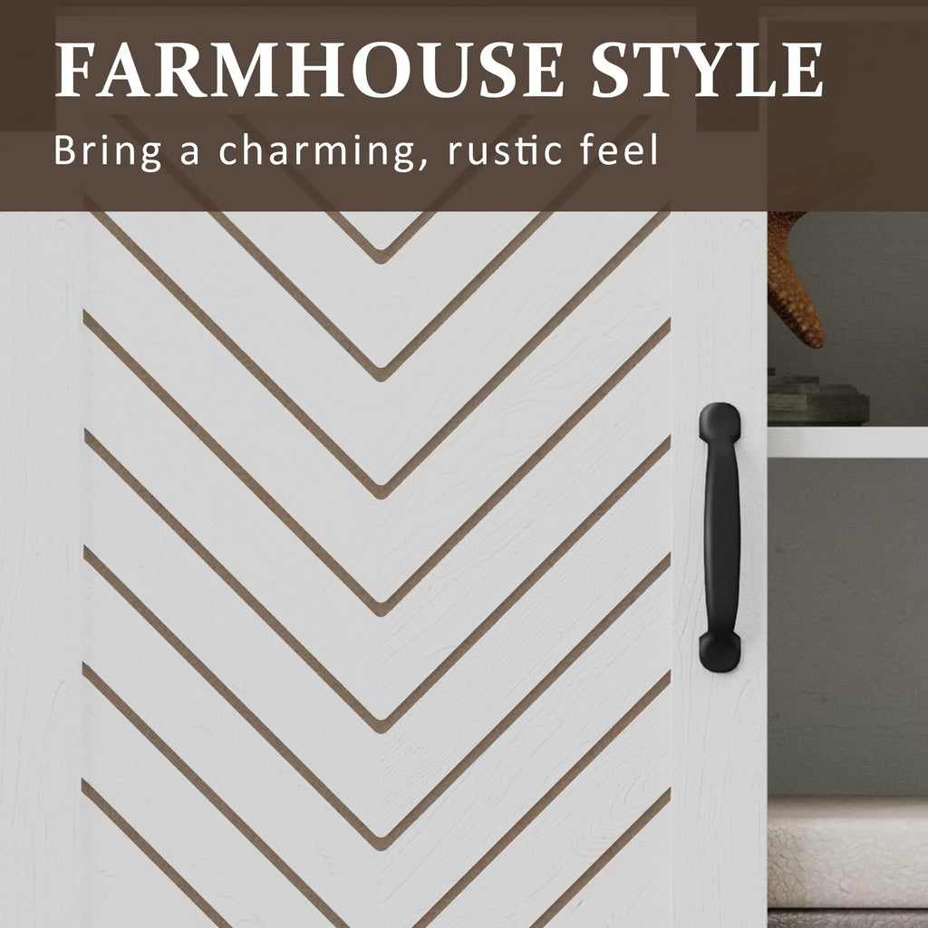 Farmhouse TV Stand with Sliding Barn Doors for 65+ Inch TV,