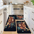 Highland Cow and Butterfly Floral Print Kitchen Mat Set, Suitable for Home Use Ideal for Entryway, Laundry Room, Spring Summer