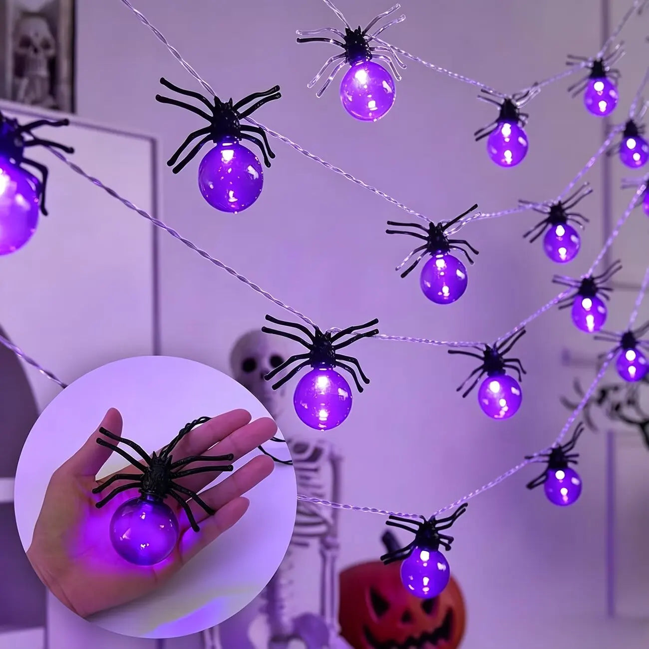 10LED Spider String Lights Halloween Decorations Battery Powered  Indoor Outdoor