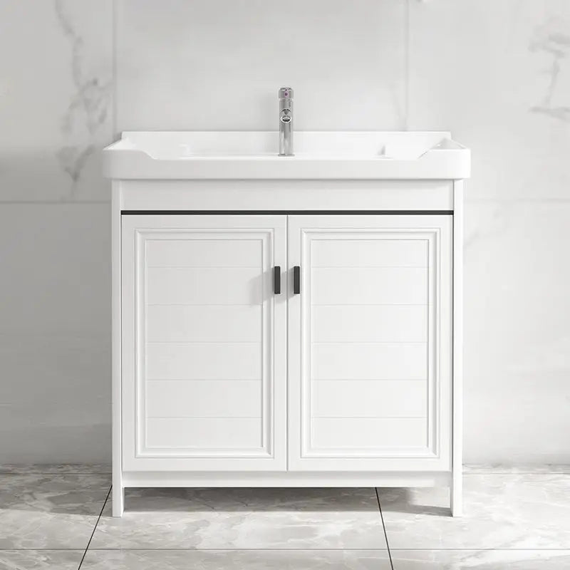 Bathroom Cabinet Modern Floor Standing  with Ceramic Basin and Space Aluminum Cabinet for Bathroom Washroom