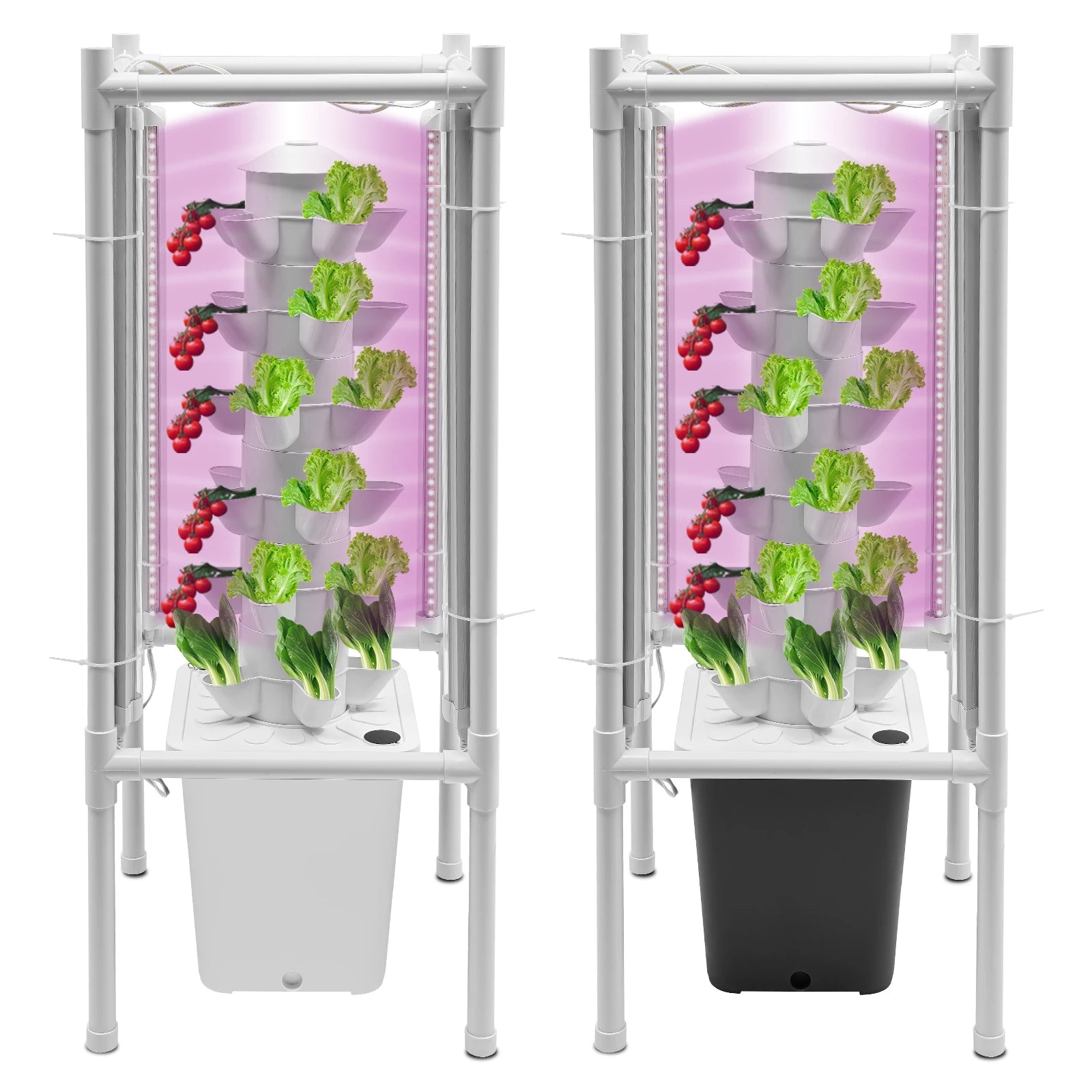 6-Tiers 30 Planting Holes Hydroponics Vertical Growing Kit,  Vegetable Grower with LED & Water Tank