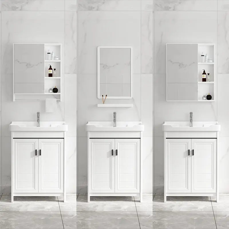 Bathroom Cabinet Modern Floor Standing  with Ceramic Basin and Space Aluminum Cabinet for Bathroom Washroom