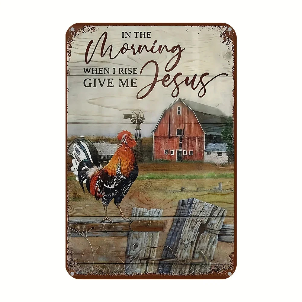 Charming Farm Chickens Vintage Metal Aluminum Signs  Colorful Visual Effect