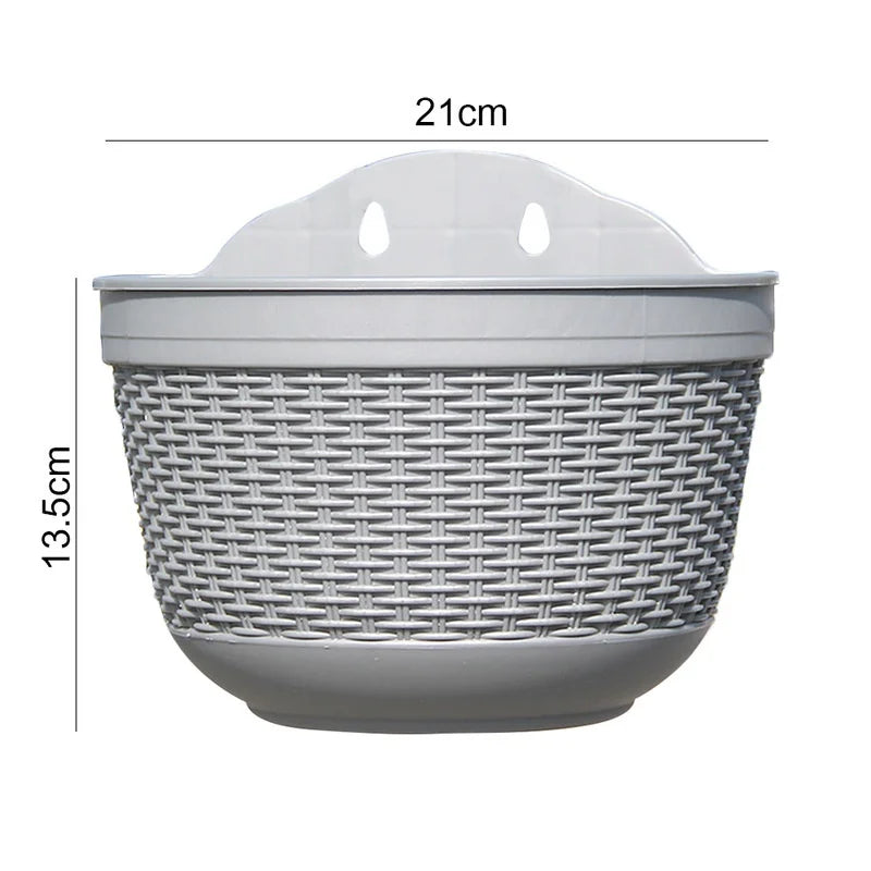 Imitation Rattan Weaving Creative Flower Planter Garden Wall Hanging