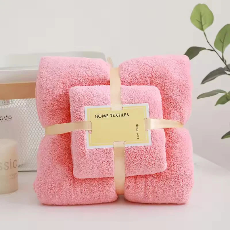 2PC Bath Towels Set Super Soft Highly Absorbent Quick-drying