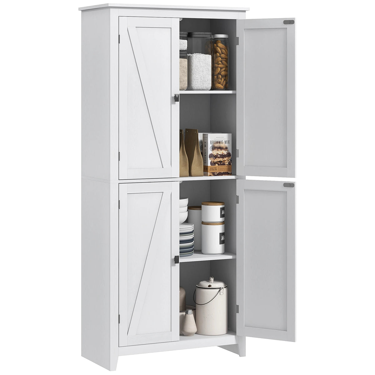72" Freestanding Farmhouse Kitchen Pantry Cabinet
