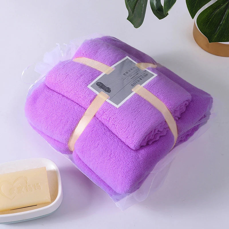 2PC Bath Towels Set Super Soft Highly Absorbent Quick-drying