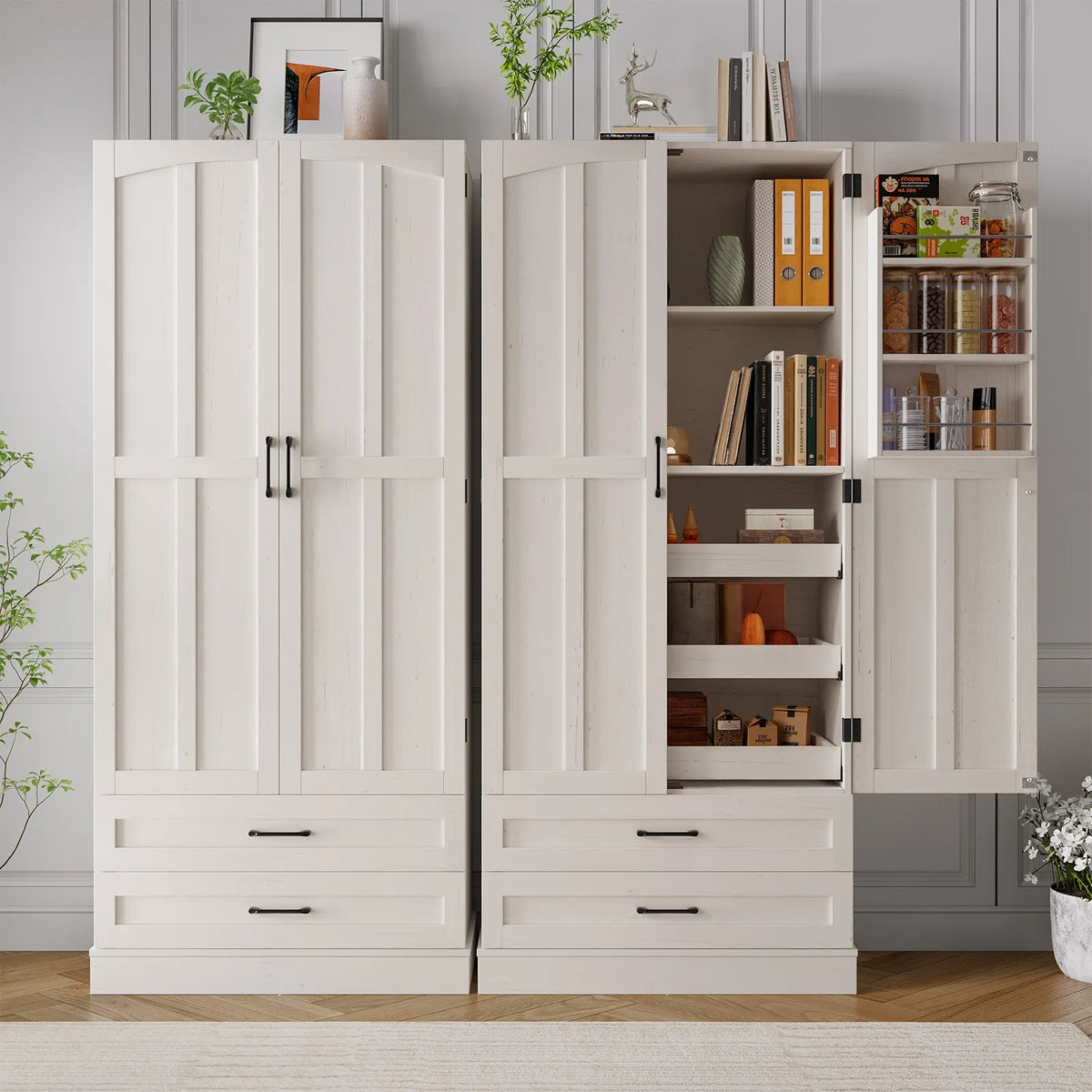 71" Tall Farmhouse Freestanding Pantry for Kitchen